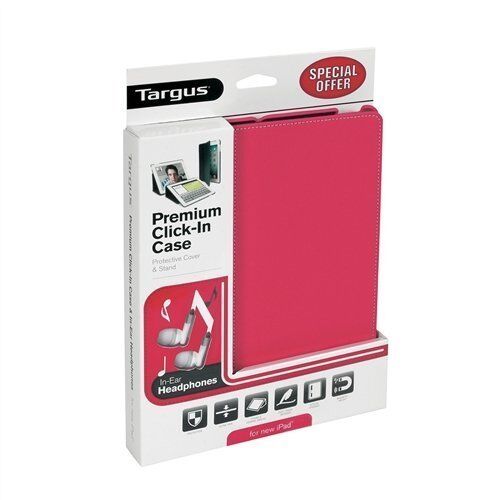 TARGUS PREMIUM CLICK IN CASE FOR IPAD 2 3 4 FREE HEADSET PINK RED BEU3171-01P