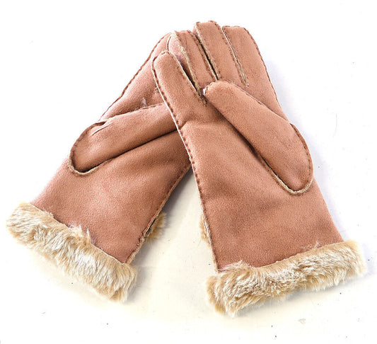 SUZETTE FAUX SHEEPSKIN SHEARLING FUR WOMENS GLOVES WARM SOFT COZY 5 COLOURS