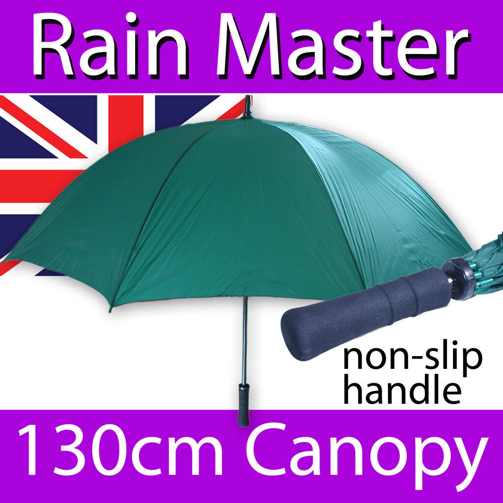 LARGE CANOPY GREEN GOLFING UMBRELLA NON SLIP GRIP RAIN MASTER