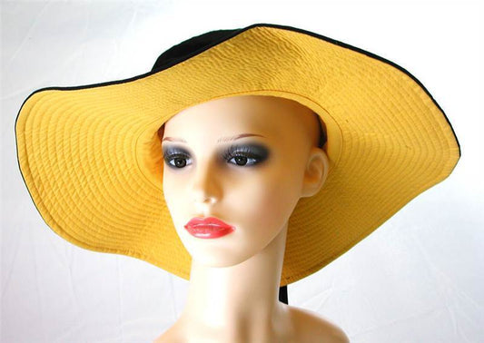 Pia Rossini Lamanga Reversible Cotton Sun Hat Ladies Summer Classic Black/Yellow