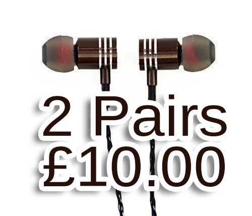 ROCK JAW  Hydra v2 Metal Earphones Two Pairs for £10.00!!