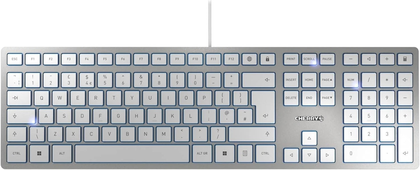 Cherry KC 6000 Slim UK Layout Ultra Flat Wired Keyboard Silver