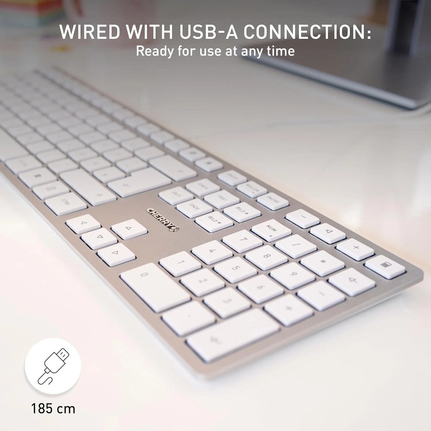 Cherry KC 6000 Slim UK Layout Ultra Flat Wired Keyboard Silver
