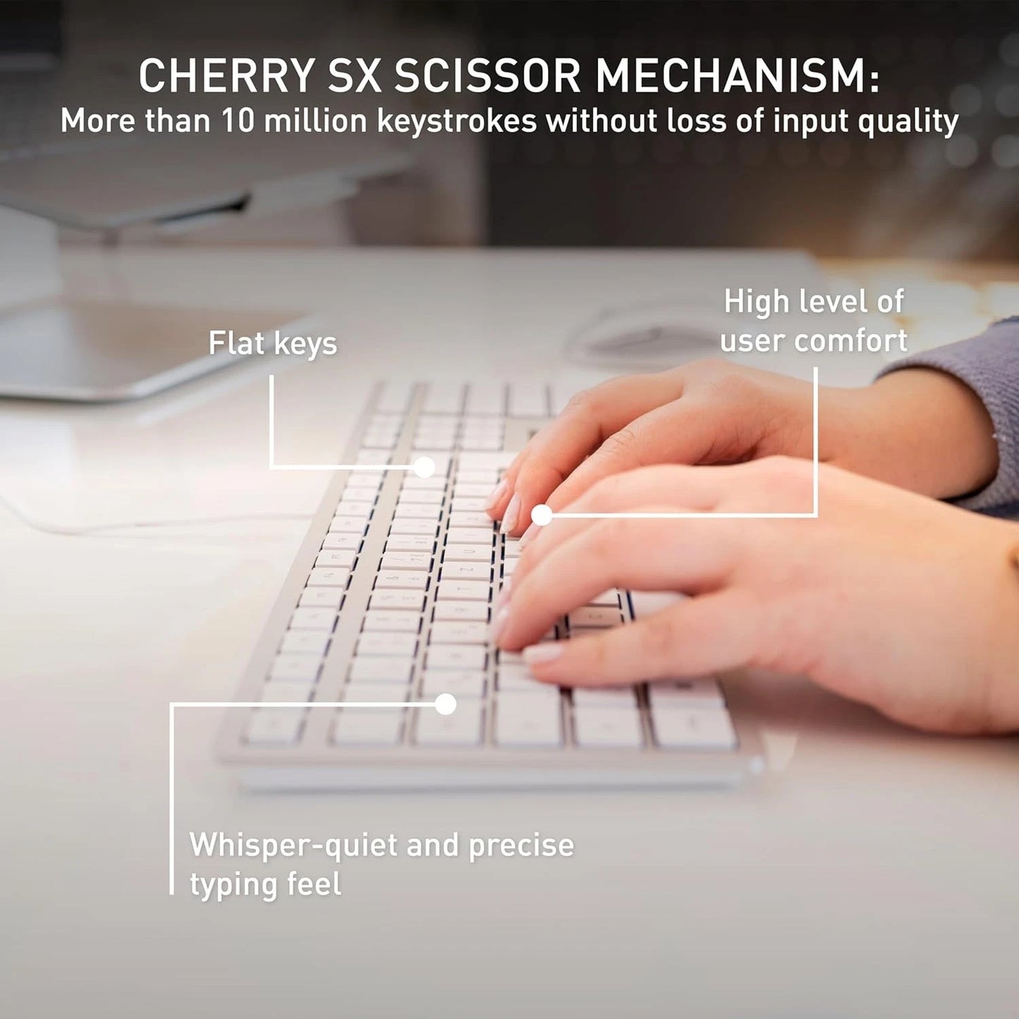 Cherry KC 6000 Slim UK Layout Ultra Flat Wired Keyboard Silver
