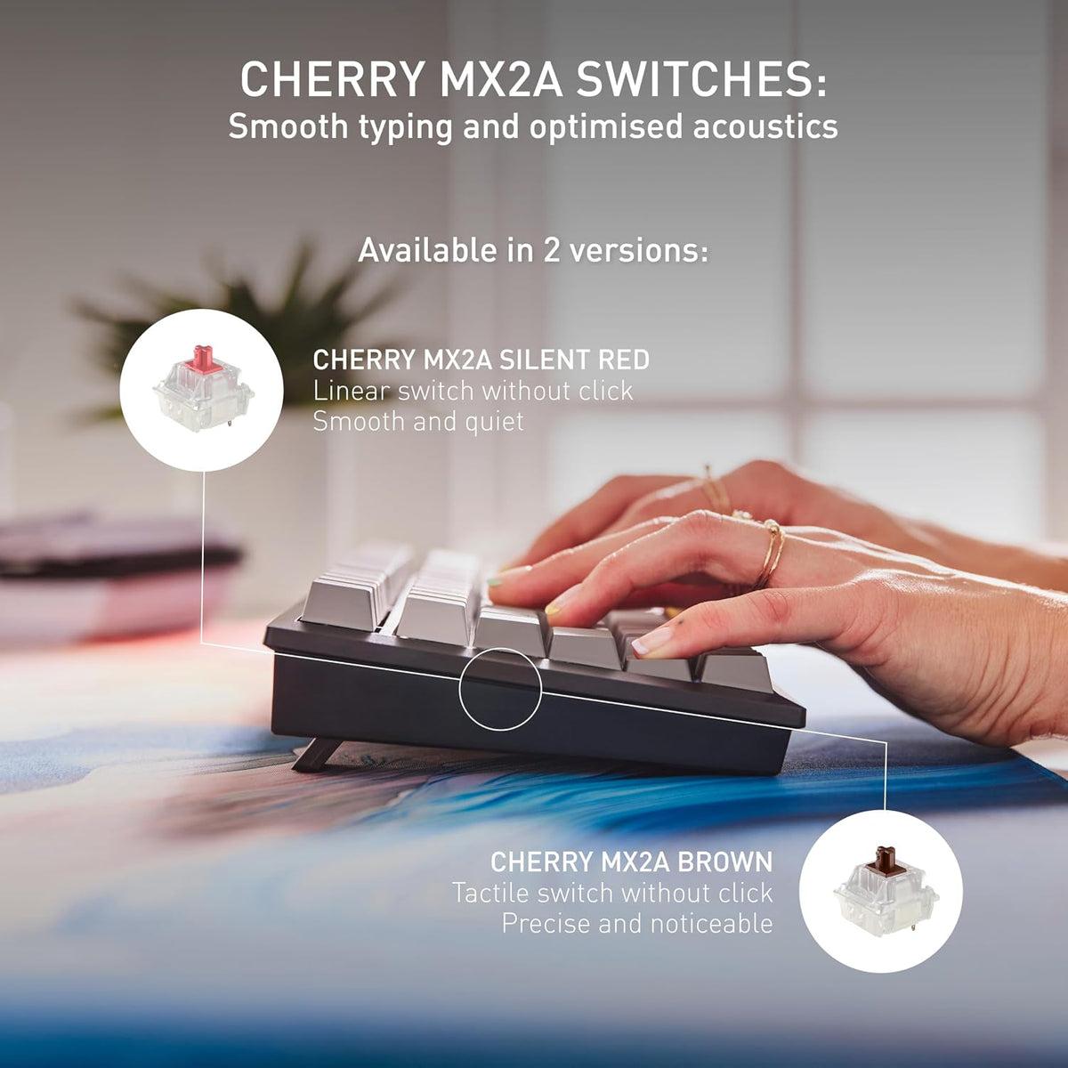 CHERRY KW 300W MX Wireless/Wired 75% Gaming Illuminated Keyboard