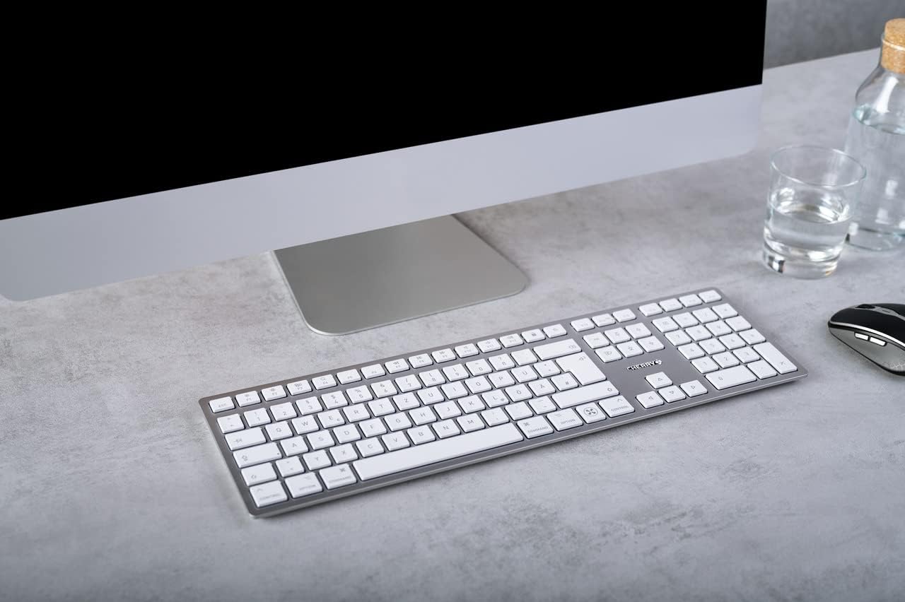CHERRY KW 9100 SLIM For Mac Wireless Keyboard UK Layout Bluetooth Silver