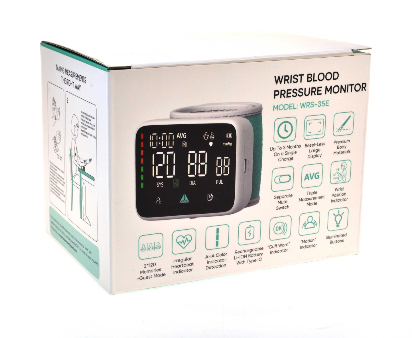 DSK WRS-35E Automatic Wrist Blood Pressure Monitor Large Display Voice Prompts