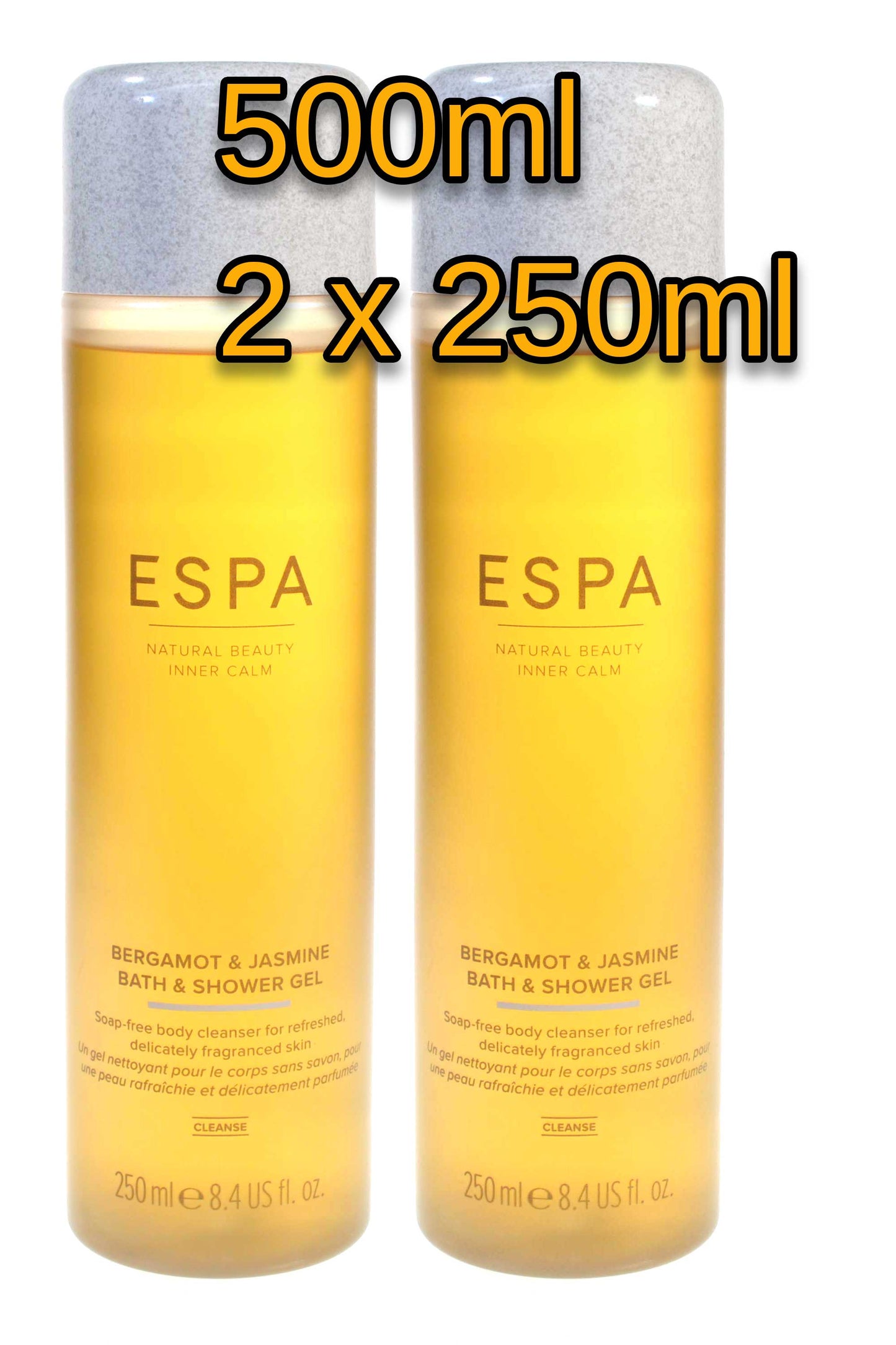 Espa Bergamot & Jasmine Bath & Shower Gel 500ml ( 2 x 250ml)