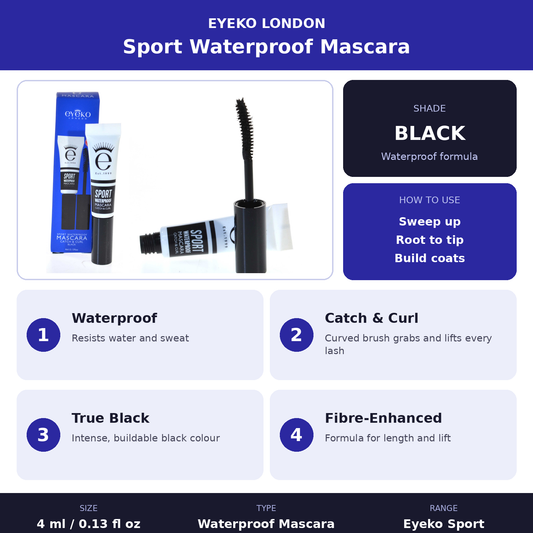 Eyeko Sport Waterproof Mascara Black 4ml Gym Size!