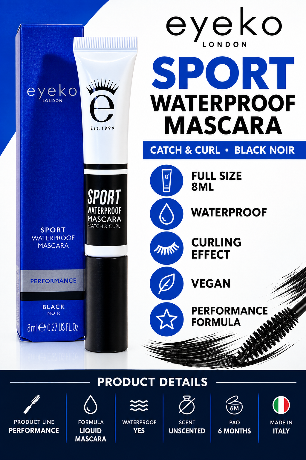 Eyeko Sport Waterproof Performance Mascara Full Size 8ml
