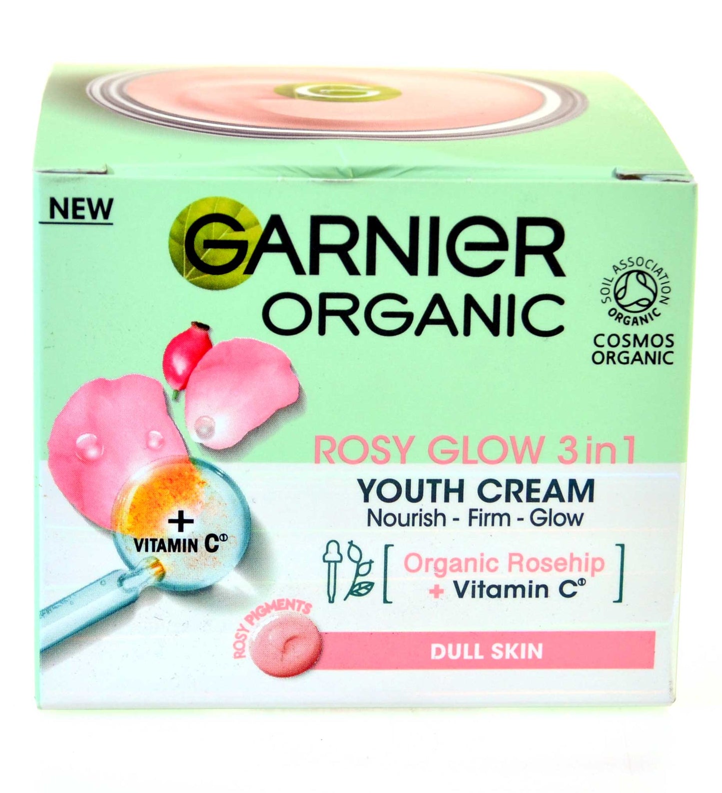 Garnier Organic Rosy Glow 3-in-1 Youth Cream 50ml Day Night Face Moisturiser