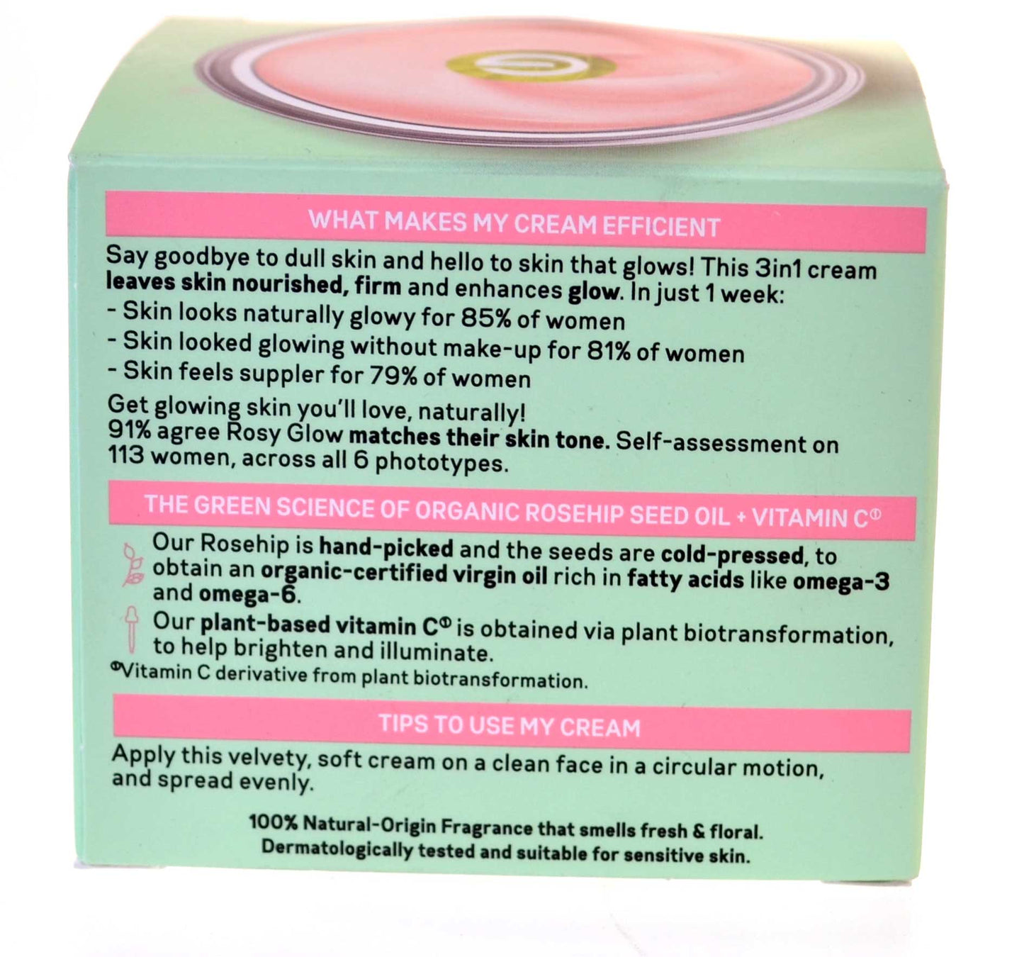 Garnier Organic Rosy Glow 3-in-1 Youth Cream 50ml Day Night Face Moisturiser