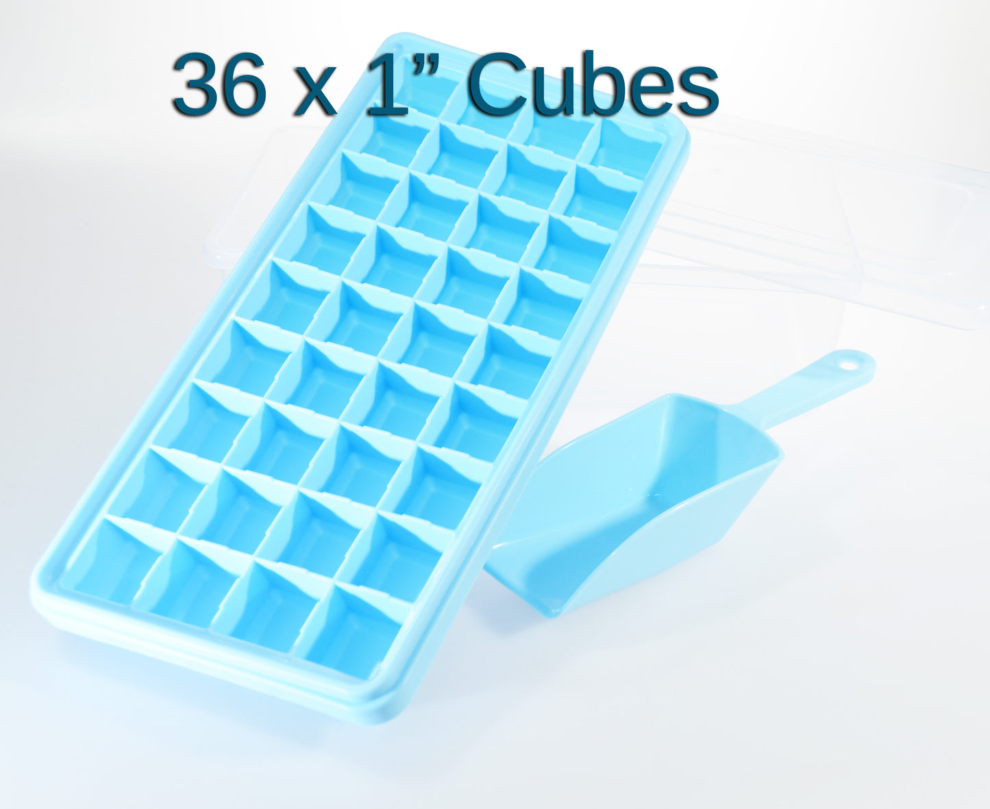 Ice Cube Maker with Tray Scoop and Lid Stackable