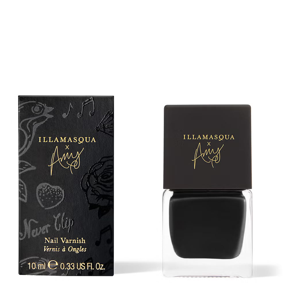 Illamasqua Amy Black Nail Varnish 10ml Glossy High Shine Long Lasting Polish