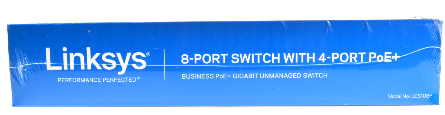 Linksys LGS108P 8 Port PoE Unmanaged Switch Gigabit 50 Watt UK Plug