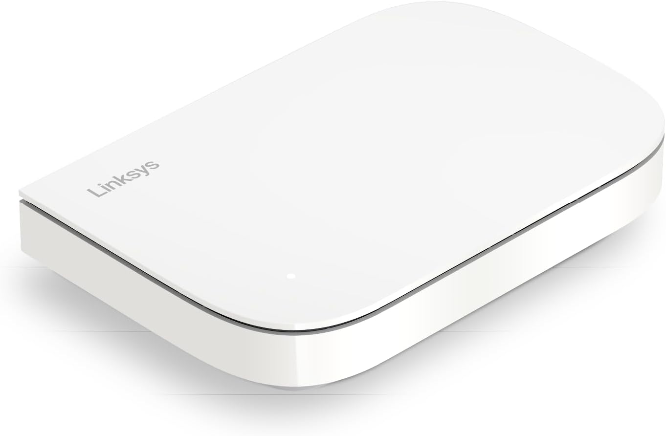 White Linksys device on a white background