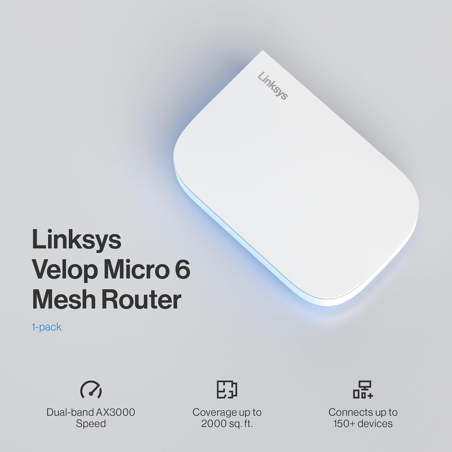 Linksys Velop Micro 6 mesh router on a light gray background