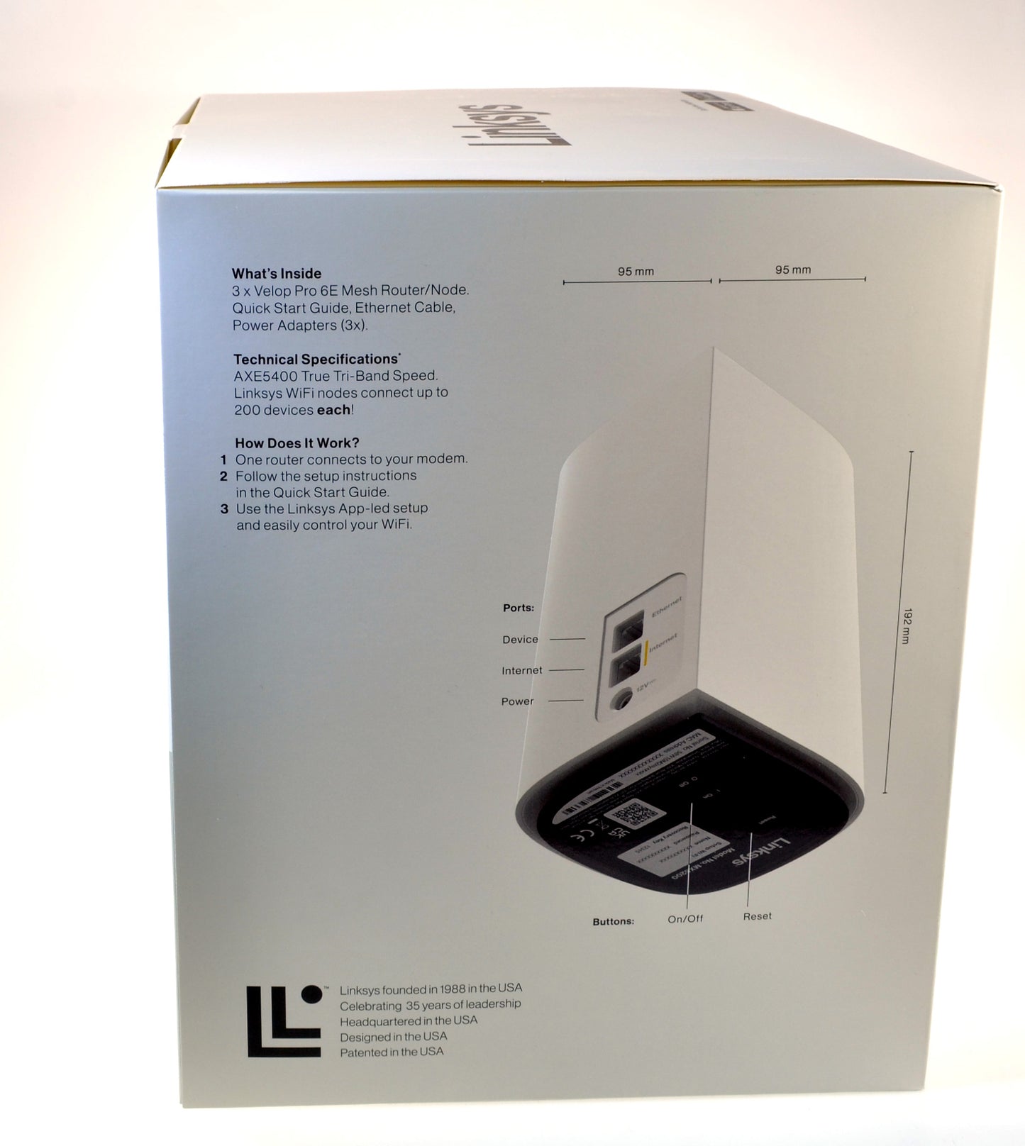 Linksys WiFi 6 Velop Pro 6E Router Triple Pack for Large Spaces