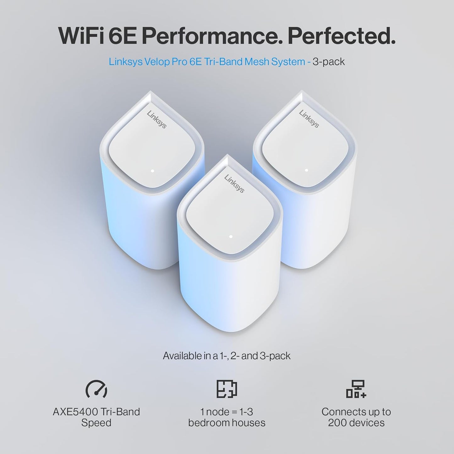 Linksys WiFi 6 Velop Pro 6E Router Triple Pack for Large Spaces