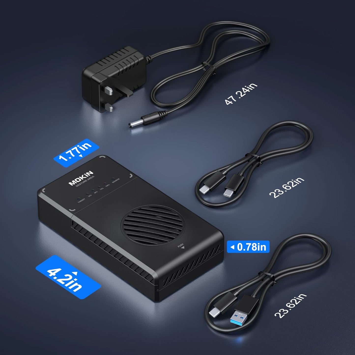 Mokin NVMe M.2 Dual Enclosure Har Drive Cloner USB-A & USB-C