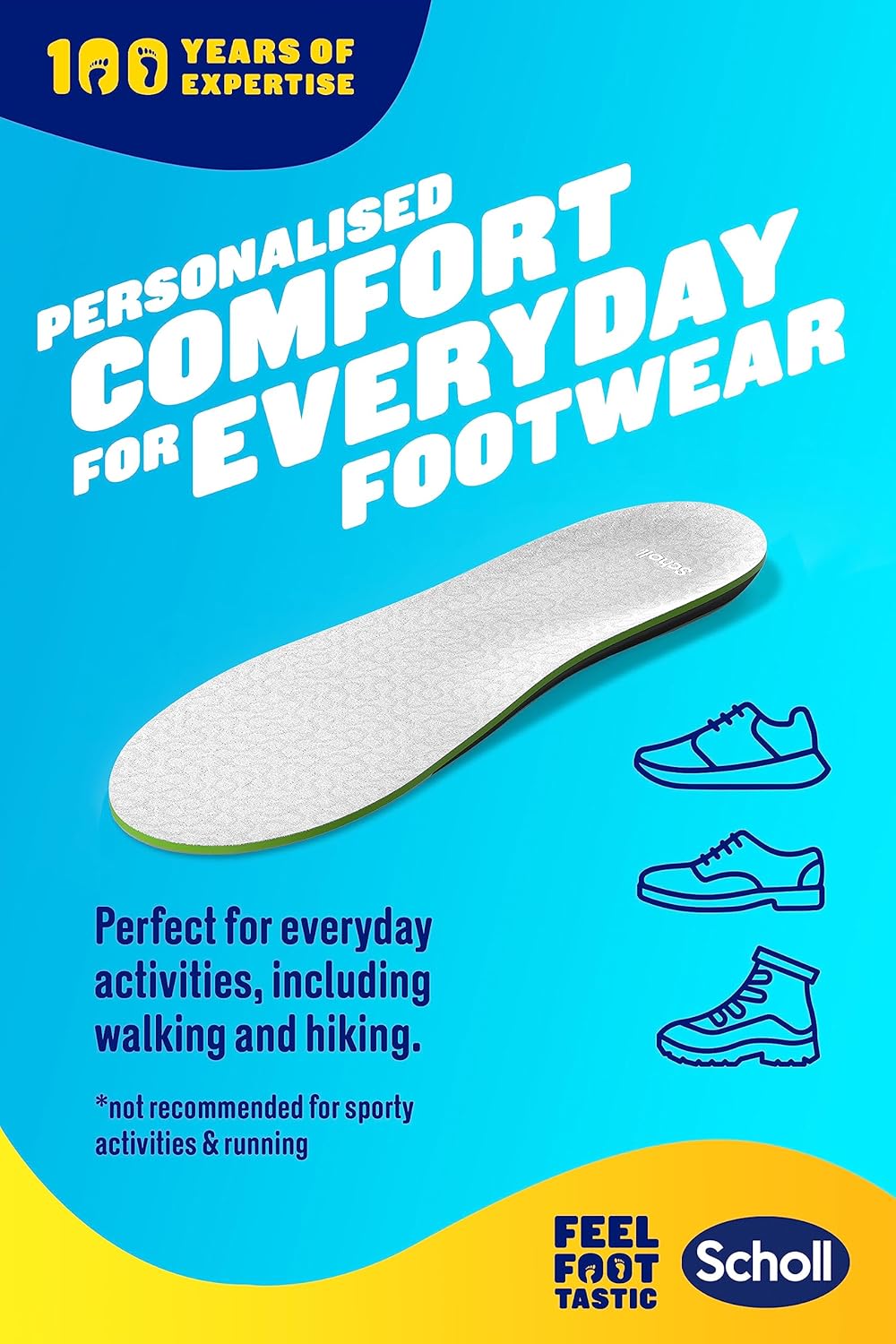 Scholl Liquiflex Gel Everyday Insoles  Arch Support Memory Foam Anti Odour Large