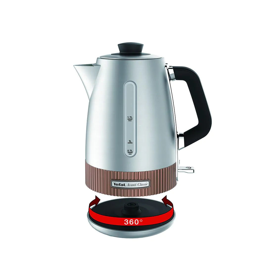 Tefal Avanti 1.7l Silver Copper Electric Cordless Kettle